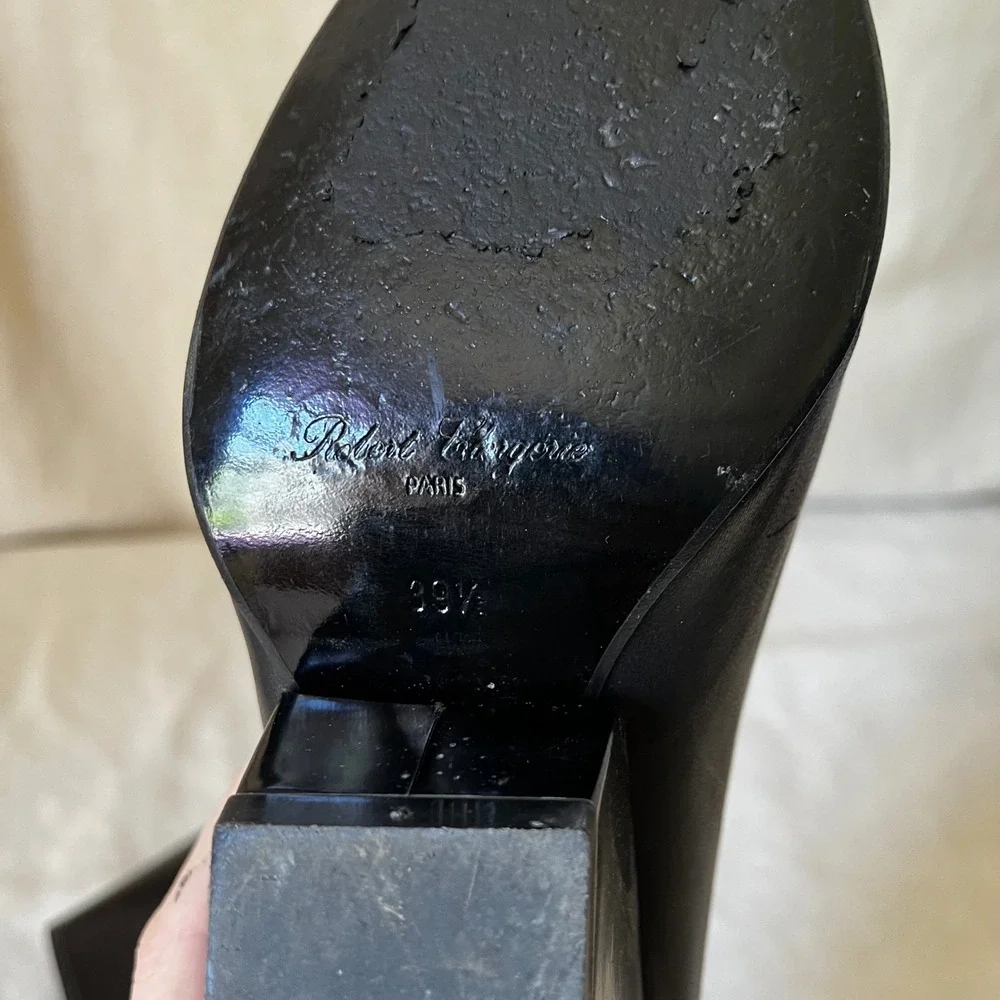 Robert Clergerie Paris Black Leather‎ Wedge Pumps Size 39.5 US 9